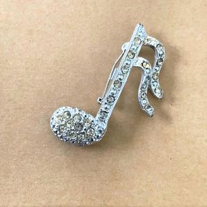 Music Note Rhinestone Pin